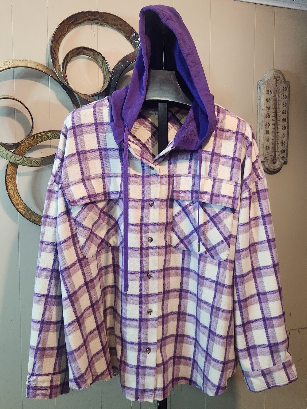 White Birch Plaid Hooded Shacket